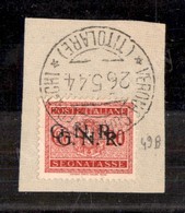 0321 1944 - 20 Cent (49b - Segnatasse) Con Doppia Soprastampa Su Frmmento - Oliva - Sonstige & Ohne Zuordnung