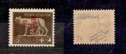 0343 1944 - Verona - 5 Cent (P15b) Con Soprastampa Capovolta - Gomma Integra (700) - Autres & Non Classés