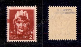 0354 1944 - Verona - 2 Lire (P22bab) Con Soprastampa A Sinistra - Gomma Integra (700) - Autres & Non Classés