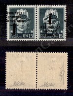 0360 1944 - Verona - 15 + 15 Cent (P26ba) - Coppia Tete Beche Con P26aa A Destra - Gomma Integra - Raybaudi (2.500) - Sonstige & Ohne Zuordnung