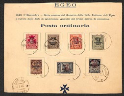 0465 Occ. Tedesca - 1943 - Pro Assistenza Egeo (118/124) - Cartoncino Dell’emissione - Rodi 18.2.45 - Other & Unclassified