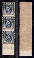 0488 1924 - Striscia Verticale Di Tre Del 60 Cent Sibilla (42l) Non Dentellata Orizzontalmente - Bordo Foglio - Gomma In - Autres & Non Classés