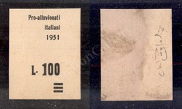 0553 1951 - Prova Della Soprastampa Del 100 Lire Su 250 Lire Pro Vittime Dell’Alluvione P.Aerea (100) Su Cartoncino - Ce - Sonstige & Ohne Zuordnung
