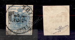 0573 Austria - 1850 - 9 Kreuzer Azzurro (?) Carta A Macchina II Tipo - Filigrana Di Ricucitura - Cert. Sorani - Autres & Non Classés