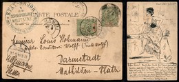 0674 Indocina - Etat Major/Troupes De L’Indochine - Due 5 Cent (17) Su Cartolina Da Hanoi A Darmstadt Del 5.7.1904 - Autres & Non Classés