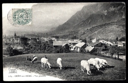 CPA ANCIENNE FRANCE- GRÉSY-SUR-ISERE (73)-  VUE GENERALE EN ÉTÉ- TROUPEAU DE MOUTONS ET BERGERS EN GROS PLAN - Gresy Sur Isere