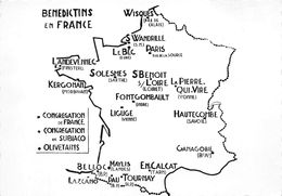 81-DOURGNE-CARTE DES MONASTERES BENEDICTINS EN FRANCE - Dourgne
