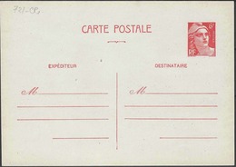 France Entiers Postaux N° 721 CP 1 6f M. De Gandonrouge-orange Sur Blanc Couché Qualité:  Cote: 130 Â€ - 1945-54 Marianne Of Gandon