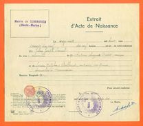 52 Dommarien - Généalogie - Extrait Acte De Naissance En 1879 - Timbre Fiscal - VPAN - Naissance & Baptême