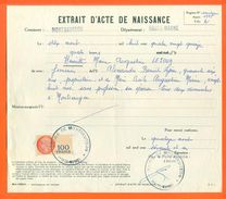52 Montsaugeon - Généalogie - Extrait Acte De Naissance En 1895 - Timbre Fiscal - VPAN - Naissance & Baptême