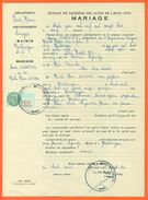 52 Montsaugeon - Généalogie - Extrait Acte De Mariage En 1923 - Timbre Fiscal - VPAN - Mariage