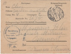 WW1 - Lettre D Un Prisonnier De Guerre Du Camp De HAVELBERG-  L  2187 - WW I