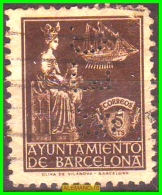 ESPAÑA  SELLO  TALADRADO  AYUNTAMIENTO  DE   BARCELONA  AÑO 1939 VIRGEN DE LA MERCED - Barcellona