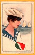 Illustration NANNI - Femme Avec Béret - Italienne - Marin - Voilier - 1919 - Nanni