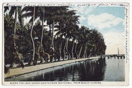 Palm Beach Florida FL, View Along The Lake Shore South From Whitehall 1920s Vintage Postcard M8534 - Palm Beach