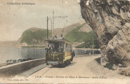 06  TRAMWAY Route De NICE à MONACO - Baie D'EZE - Transport Urbain - Auto, Autobus Et Tramway