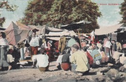 Burma Burmah Market Scene, Sent From Three Cocks Wales, C1900s Vintage Postcard - Myanmar (Birma)