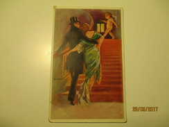 EROTIC COUPLE AND ANGEL , USABAL , OLD POSTCARD , 0 - Usabal