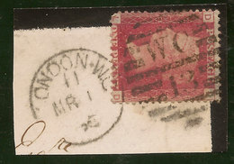 GB 1858 1d On Piece (plate 91) SG 43 U #ABJ166 - Briefe U. Dokumente