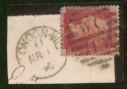 GB 1858 1d On Piece (plate 91) SG 43 U #ABJ166 - Storia Postale