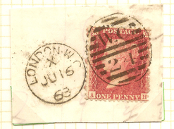 GB 1856 1d Red SG 40 U #ABJ140 - Storia Postale