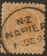 NZ 1882 3d SSF QV P11 SG 240a U #ABS53 - Used Stamps