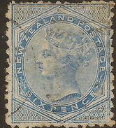 NZ 1874 6d FSF QV SG 183 U #ABS42 - Used Stamps