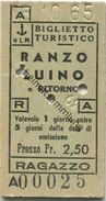 Schweiz - N.L.M. Navigazione Lago Maggiore - Biglietto Turistico Ragazzo - Ranco Luino - Kinder-Fahrkarte 1965 - Europa