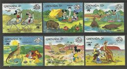 Grenada 1988 Sydpex Disney Mickey Cartoon Animation Animals Fauna Kangaroo Birds Ostriches Stamps (12) MNH SG 998-1005 - Autruches