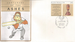 English Cricket 1882. Centenary Of The Ashes, Postal Stationery Adelaide.Australia - Postmark Collection