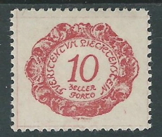 1920 LIECHTENSTEIN SEGNATASSE 10 H VARIETà LETTERA T GROSSA MH * - R30 - Abarten