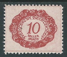 1920 LIECHTENSTEIN SEGNATASSE 10 H VARIETà LINEA DENTRO CORNICE MH * - R29-10 - Varietà