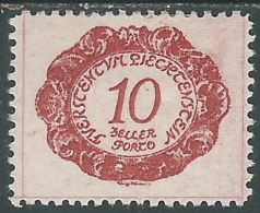 1920 LIECHTENSTEIN SEGNATASSE 10 H VARIETà LINEA FRA E HELLER R PORTO MH * R29-7 - Varietà