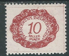 1920 LIECHTENSTEIN SEGNATASSE 10 H VARIETà LINEE SOPRA CORNICE MH * - R29-4 - Varietà