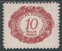 1920 LIECHTENSTEIN SEGNATASSE 10 H VARIETà PUNTO DENTRO 0 DI 10 MH * - R29-5 - Plaatfouten