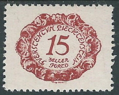 1920 LIECHTENSTEIN SEGNATASSE 15 H VARIETà LINEA FRA 1 E 5 DI 15 MH * - R30-6 - Errores & Curiosidades