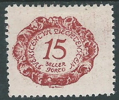 1920 LIECHTENSTEIN SEGNATASSE 15 H VARIETà LINEA SU 5 DI 15 MH * - R30-7 - Plaatfouten