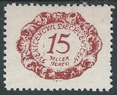 1920 LIECHTENSTEIN SEGNATASSE 15 H VARIETà LINEA VICINO A 1 DI 15 MH * - R30-5 - Varietà