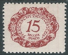 1920 LIECHTENSTEIN SEGNATASSE 15 H VARIETà PUNTO DOPO M MH * - R30-4 - Variétés