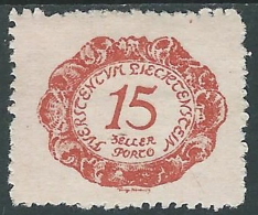 1920 LIECHTENSTEIN SEGNATASSE 15 H VARIETà PUNTO IN ALTO MH * - R30-8 - Errores & Curiosidades