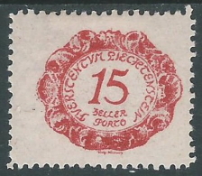 1920 LIECHTENSTEIN SEGNATASSE 15 H VARIETà PUNTO SU 5 DI 15 MH * - R30-3 - Abarten