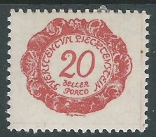 1920 LIECHTENSTEIN SEGNATASSE 20 H VARIETà PUNTO DENTRO 2 DI 20 MH * - R30-10 - Variétés