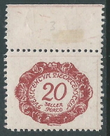 1920 LIECHTENSTEIN SEGNATASSE 20 H VARIETà PUNTO SOTTO P DI PORTO MNH ** - R30 - Abarten