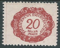 1920 LIECHTENSTEIN SEGNATASSE 20 H VARIETà PUNTO VICINO 2 DI 20 MH * - R30-6 - Variétés