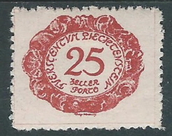 1920 LIECHTENSTEIN SEGNATASSE 25 H VARIETà CORNICE ROTTA A DESTRA MH * - R30-10 - Variétés