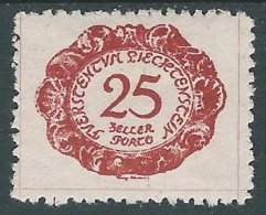 1920 LIECHTENSTEIN SEGNATASSE 25 H VARIETà LINEA ATTACCATA 5 DI 25 MH * - R30-3 - Variétés