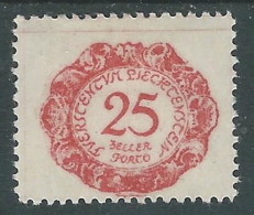 1920 LIECHTENSTEIN SEGNATASSE 25 H VARIETà PUNTO SU CORNICE A DESTRA MH * R30-9 - Variétés