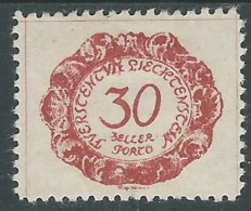 1920 LIECHTENSTEIN SEGNATASSE 30 H VARIETà LETTERA M MH * - R30 - Varietà