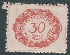 1920 LIECHTENSTEIN SEGNATASSE 30 H VARIETà PUNTO SU L DI HELLER MH * - R29-5 - Varietà