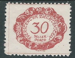 1920 LIECHTENSTEIN SEGNATASSE 30 H VARIETà PUNTO VICINO R DI HELLER MH * R30-10 - Plaatfouten